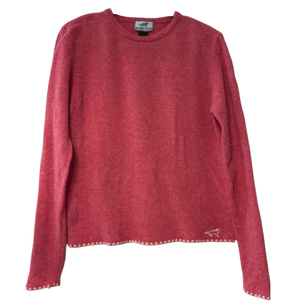 Horny Toad VTG Lambswool Crewneck Sweater w/Contrast Stitching (Flaws) Cabincore